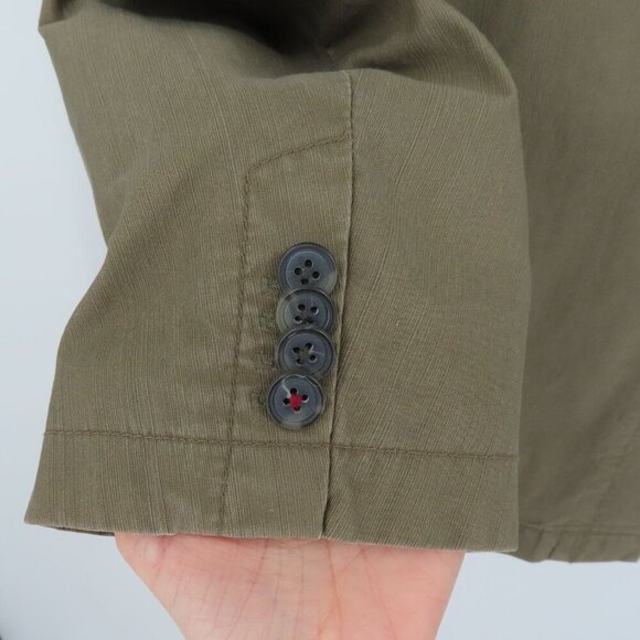 Adventure & Travel Men 54 Khaki Green Long Sleeve Collar Button Jacket Coat A&T - Picture 7 of 14